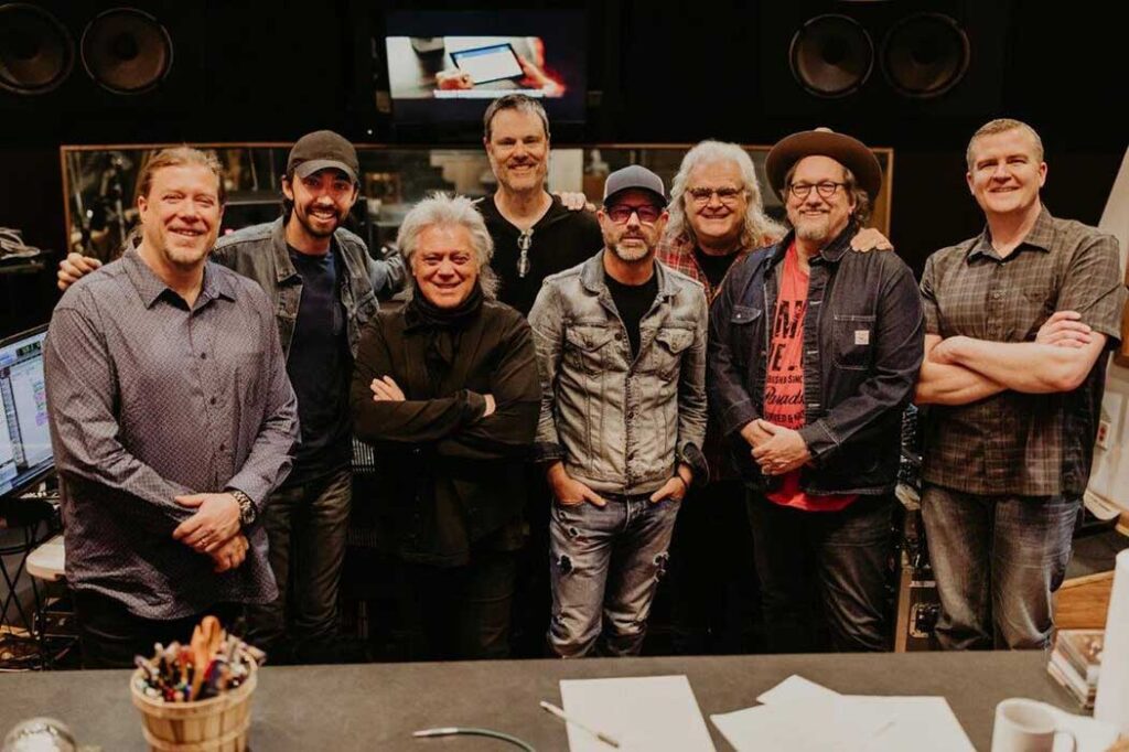 Mo Pitney with his All Star Band: Jim "Moose" Brown (producer), Mo Pitney, Marty Stuart, Barry Bales, Jon Randall, Ricky Skaggs, Jerry Douglas, Aubrie Haney - Photo by  Nathaniel Maddox 
