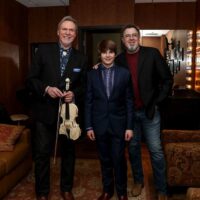 Mark O'Connor Wyatt Ellis, and Vince Gill backstage at the Grand Ole Opry (2/10/23) - photo by Teresa Ellis