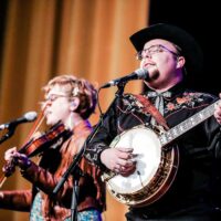 Laura Orshaw and Jereme Brown with The Po' Ramblin' Boys at the Malcolm Brown Auditorium in Shelby, NC (3/4/23) - photo © Bryce Lafoon