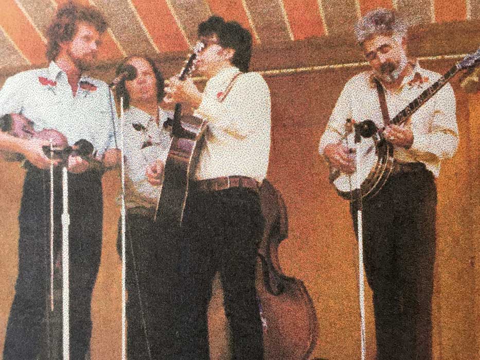Alan Stowell with Paul Champion (banjo) and the Florida Blue Grass Boys at Cypress Gardens, circa 1970s