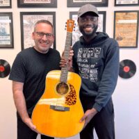 Dan Boner with James Davidson from Ghana at ETSU and his new Blueridge BR-160 guitar