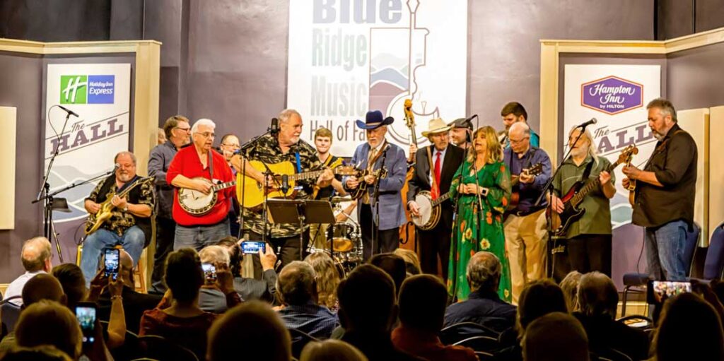 All hands jam to conclude the 2023 Blue Ridge Music Hall induction ceremony - photo by Monty and Brenda Combs