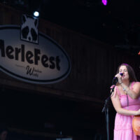 Vickie Vaughn with Della Mae at MerleFest 2023 - photo © Gina Elliott Proulx