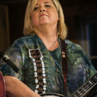 Gena Britt filling in with with Balsam Range at the Spring 2023 Gettysburg Bluegrass Festival - photo © Frank Baker