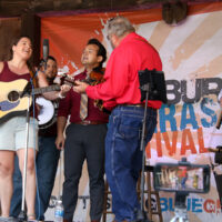 Sally Sandker sits in with Remington Ryde at the Spring 2023 Gettysburg Bluegrass Festival - photo © Frank Baker