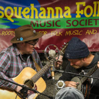 Allan Combs and Tanner Bingaman of The Tanjo & Crow Project at the Susquehanna Folk Music Society concert in Harrisburg, PA (4/30/23) - photo © Frank Baker