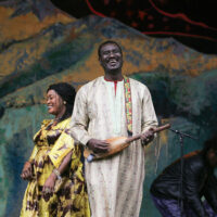 Amy Sacks and Bassekou Kouyate at the 50th anniversary Telluride Bluegrass Festival - photo courtesy Planet Bluegrass