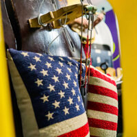 Patriotic bass pillow at the 2023 Cherokee Bluegrass Festival - photo © Laci Mack