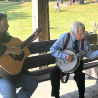 Banjo workshop with Hunter Berry and Little Roy Lewisat the 2023 Willow Oak Bluegrass Festival - photo © Gary Hatley