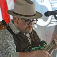 Zack Autrey with the Edgar Loudermilk Band at the Marshall Bluegrass Festival (7/27/23) - photo © Bill Warren