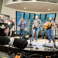 Lonesome River Band ready to play at the IBMA Bluegrass Music Awards press conference, held at SiriusXM in Nashville - photo © Terry Herd