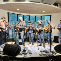 Final jam with Lonesome River Band and the Sam Bush Band at the IBMA Bluegrass Music Awards press conference, held at SiriusXM in Nashville - photo © Terry Herd