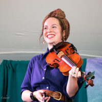 Sofia Chiarandini of The Ruta Beggars on the Creekside Stage at the 2023 Grey Fox Bluegrass Festival - photo © Tara Linhardt