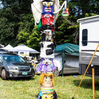 Totem campground art at the 2023 Grey Fox Bluegrass Festival - photo © Tara Linhardt