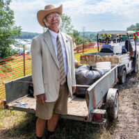 Jon Pletcher, well dressed trash crew at the 2023 Grey Fox Bluegrass Festival - photo © Tara Linhardt