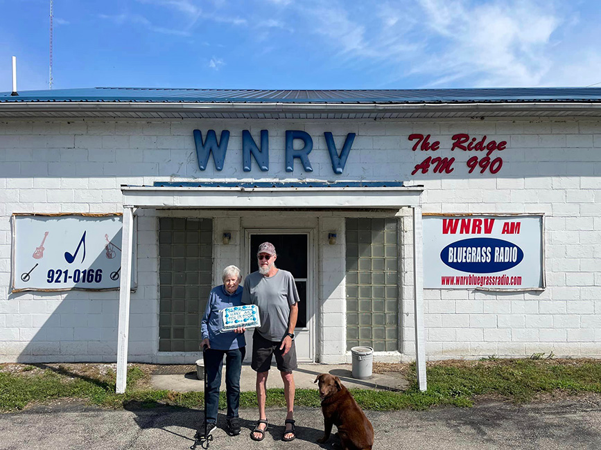 Terry Reed and his father, Dean, outside the WNRV facility in Narrows, VA