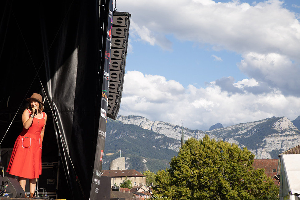 View of the magnificent French Alps at Bluegrass in La Roche 2023 - photo © Elliot Siff