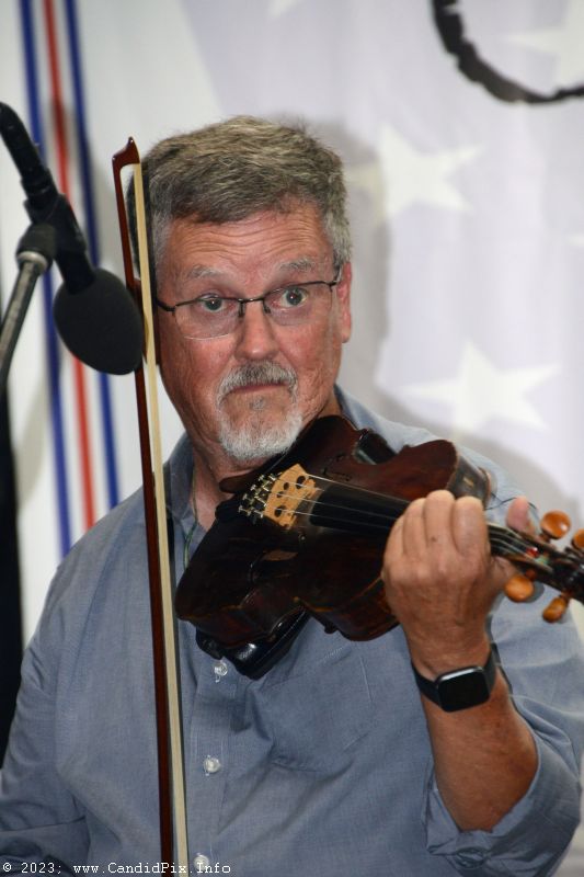 Mike Hartgrove with Lonesome River Band at the 2023 Brown County Bluegrass Festival - photo © Bill Warren