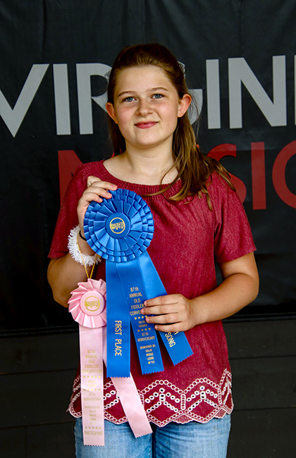 Ella Grim, 1st Place in Youth Folk Song at the 2023 Galax Old Fiddlers' Convention – photo © G Nicholas Hancock