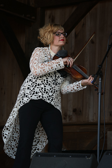 Laura Orshaw with The Po' Ramblin' Boys at the August '23 Gettysburg Bluegrass Festival - photo © Frank Baker