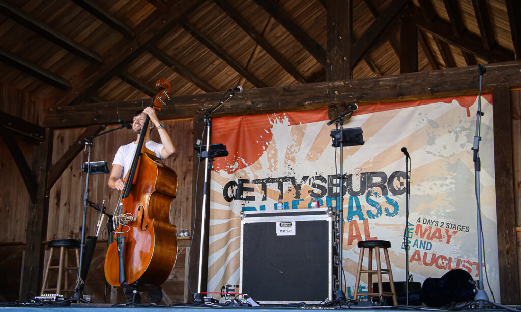 Jeff Campbell with Colebrook Road at the August 2023 Gettysburg Bluegrass Festival - photo © Frank Baker