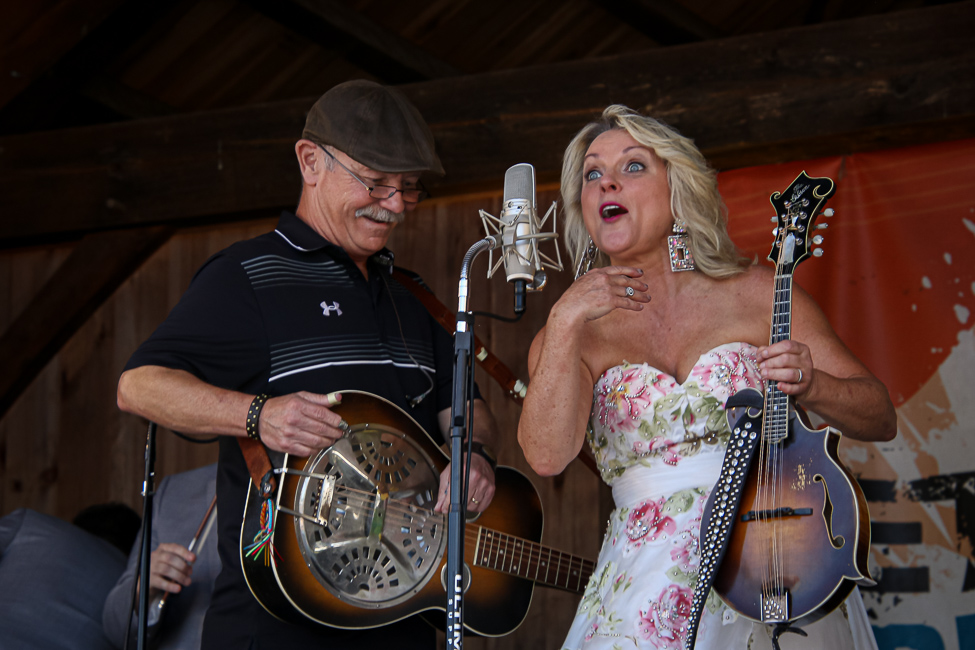 Fred Travers sitting in with Rhonda Vincent & The Rage at the August '23 Gettysburg Bluegrass Festival - photo © Frank Baker