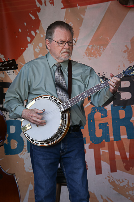 Tom Boyd with Dry Branch Fire Squad at the August '23 Gettysburg Bluegrass Festival - photo © Frank Baker
