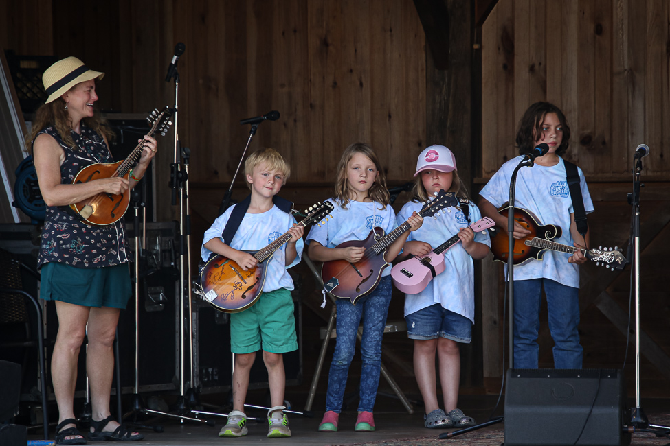 Kids Academy performance at the August 2023 Gettysburg Bluegrass Festival - photo © Frank Baker