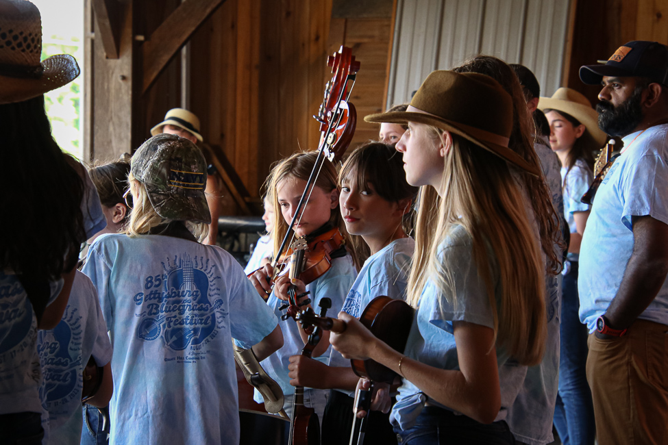 Kids Academy performance at the August 2023 Gettysburg Bluegrass Festival - photo © Frank Baker