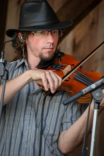 Robbie Mann with The Plate Scrapers at the August 2023 Gettysburg Bluegrass Festival - photo © Frank Baker