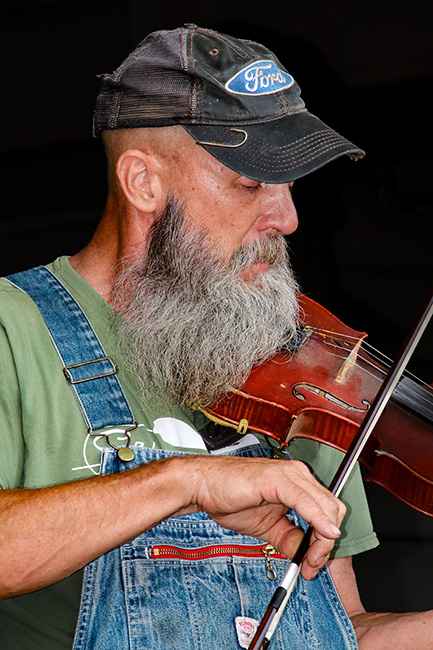 Old-time fiddler at the 2023 Galax Old Fiddlers' Convention – photo © G Nicholas Hancock