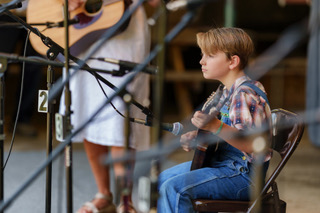 Sawyer Smith (first youth mandolin) at the 2023 Ashe County Bluegrass and Old Time Fiddlers' Convention