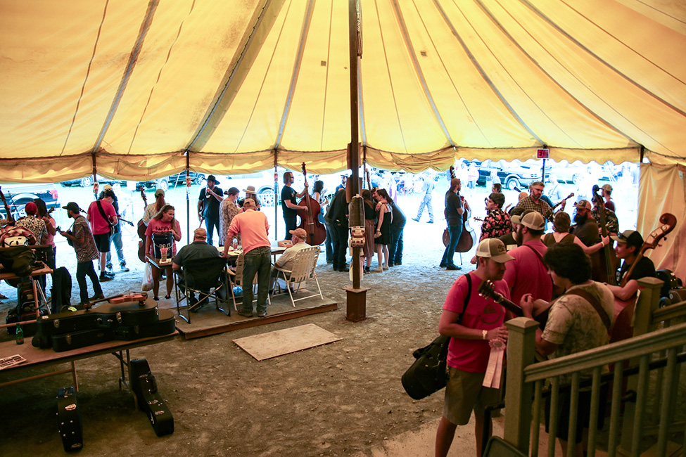 The Big Yellow Tent at the 2023 Galax Old Fiddlers' Convention – photo © G Nicholas Hancock
