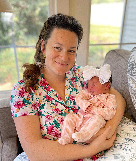 Sofia Lorentzen with her newborn daughter, Ruby