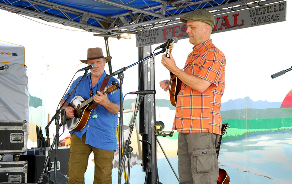 Steve Smith & Tim May at the 2023 Walnut Valley Festival - photo Walnut Valley Association