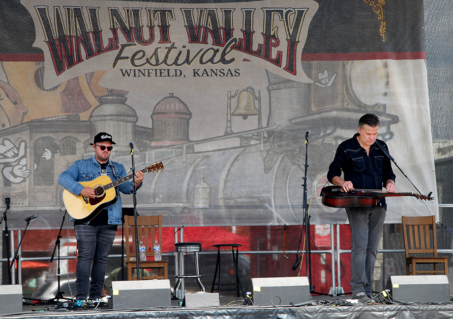Trey Hensley and Rob Ickes at the 2023 Walnut Valley Festival - photo Walnut Valley Association