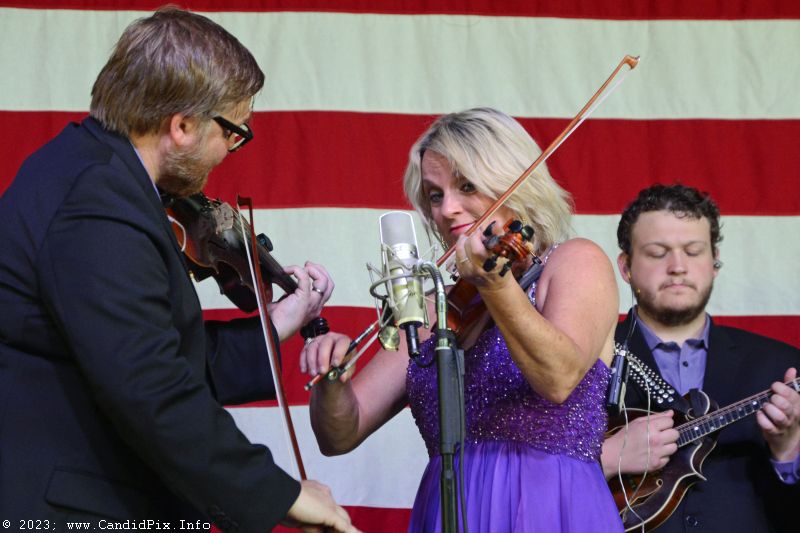 Twin fiddles from Adam Haynes and Rhonda Vincent at the Nothin' Fancy Bluegrass Festival - photo © Bill Warren