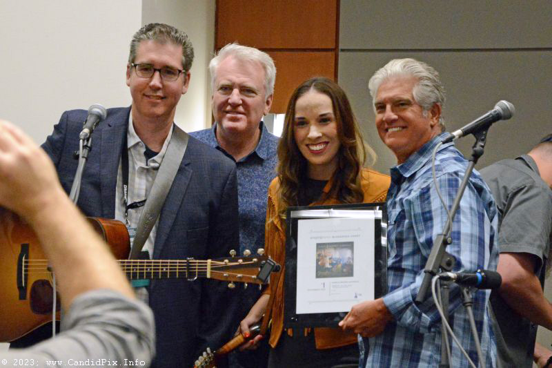 Darin & Brooke Aldridge with Ed Leonard and Jerry Salley at the Billy Blue Records showcase during World of Bluegrass 2023 - photo © Bill Warren