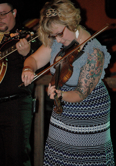 Jereme Brown and Laura Orshaw with The Po' Ramblin' Boys at the 2023 Lake Cumberland Bluegrass Festival - photo © Roger Black