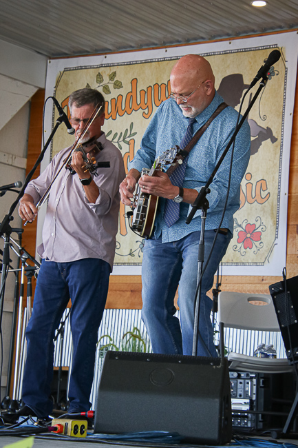 Mike Hartgrove and Sammy Shelor with Lonesome River Band at the 2023 Delaware Valley Bluegrass Festival - photo © Frank Baker