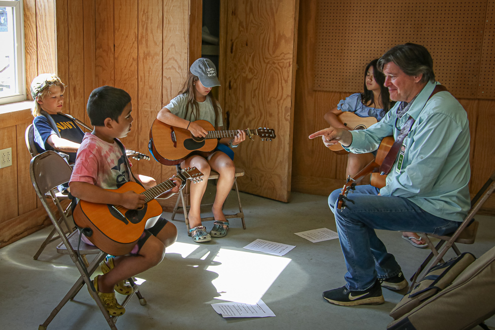 Kids Academy guitar class at the 2023 Delaware Valley Bluegrass Festival - photo © Frank Baker