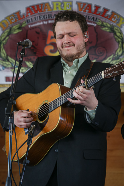 Zack Arnold with Rhonda Vincent & The Rage at the 2023 Delaware Valley Bluegrass Festival - photo © Frank Baker