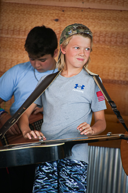 Kids Academy students on stage at the 2023 Delaware Valley Bluegrass Festival - photo © Frank Baker