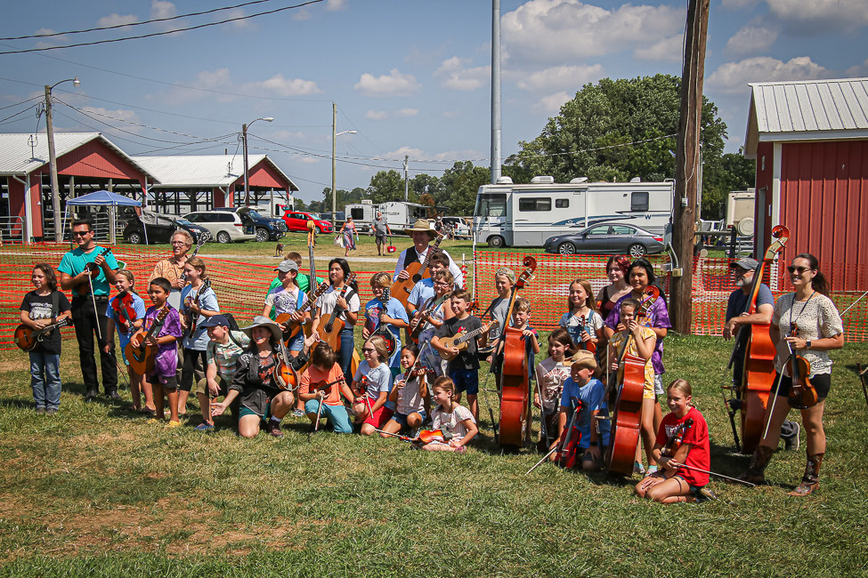 Kids Academy group photo at the 2023 Delaware Valley Bluegrass Festival - photo © Frank Baker