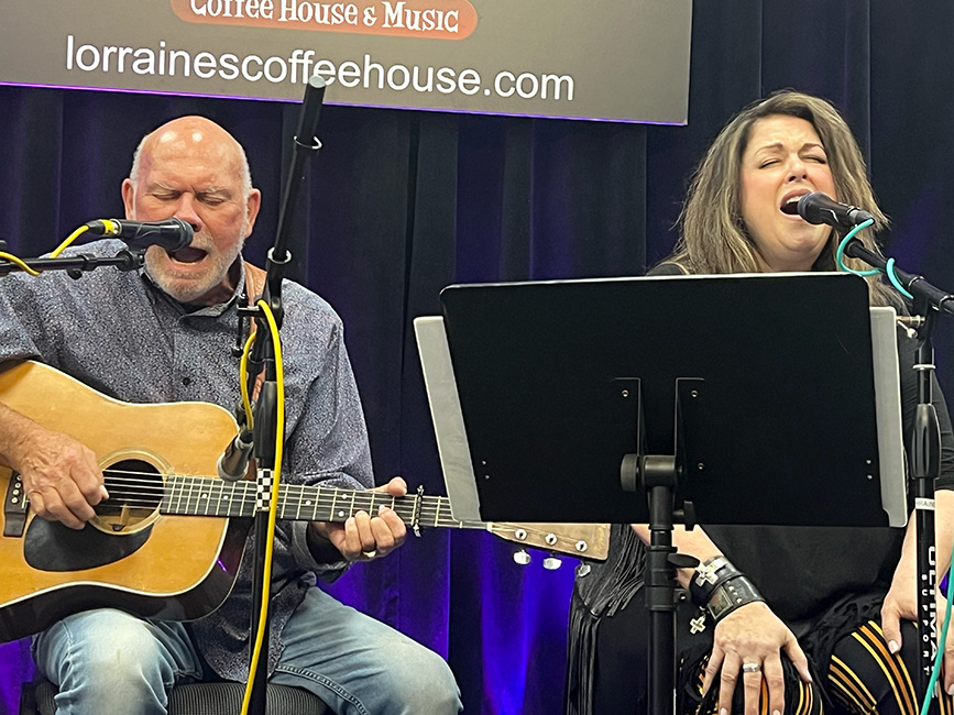 Rick Stanley and Donna Ulisse at the Songwriters' Showcase at Lorraine's Coffeehouse and Cafe (9/27/23) - photo by Gary Hatley