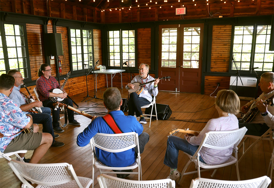 Tony Trischka banjo workshop at the debut Bluegrass in Heaven in Silver Lake, NY - photo courtesy Silver Bay YMCA