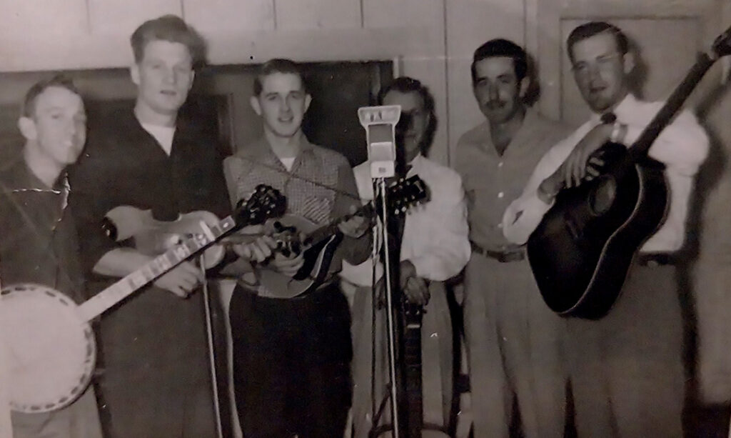 Idlewilde Ramblers on radio 1954: Cecil Johnson, Drake Walsh, unknown, Martin Teague, Rector Haire, Carroll Haire