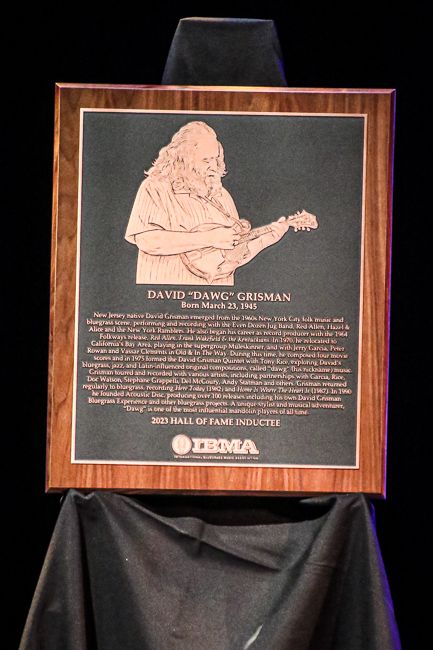David Grisman is inducted into the Bluegrass Music Hall of Fame at the 2023 IBMA Bluegrass Music Awards - photo © Frank Baker