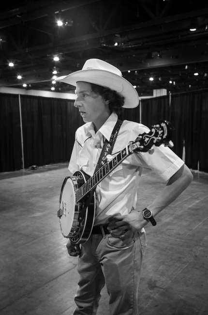 Braxton Rogers in the Exhibit Hall at IBMA Bluegrass Live! (9/30/23) - photo © Jeromie Stephens