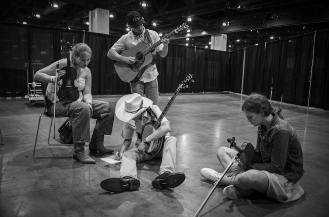 Braxton Rogers and friends in the Exhibit Hall at IBMA Bluegrass Live! (9/30/23) - photo © Jeromie Stephens